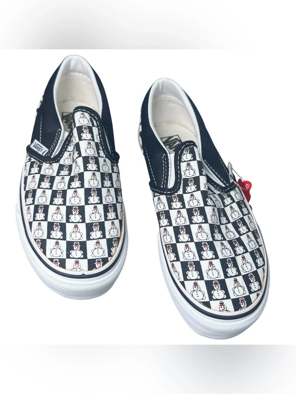 Vans Kids Classic Slip-On Checkered Snowman Pattern Sneakers NWT Size 1.5